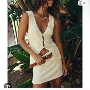 FP beach Fred People Rhea Ivory Cream Sleeveless sweater skirt set New
